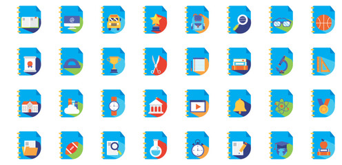 college vector icon set with blue background