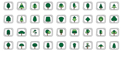 trees vector icon set