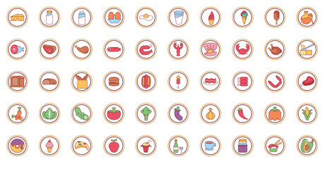 set of fast food vector icons with white background