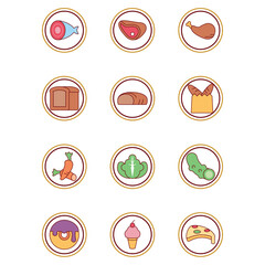 set of fast food vector icons with white background