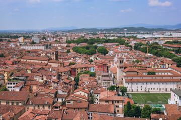 Fototapeta na wymiar Italian panorama to Brescia from the Castello di Brescia(Brescia Castle, Brescia, Lombardy, Italy