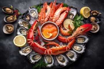 stock photo of A plateau de fruits de mer is a seafood Food Photography AI Generated