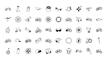 Bicycle, cyclists icons set. Bicycle ride, icon collection. 