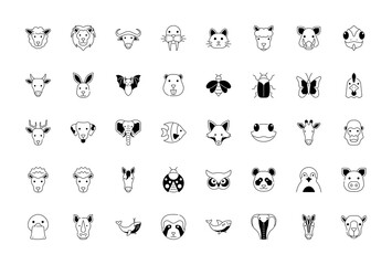 Set of Vector Animals Icons Silhouettes Illustration 