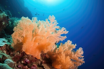 Soft coral underwater background reef ocean. AI
