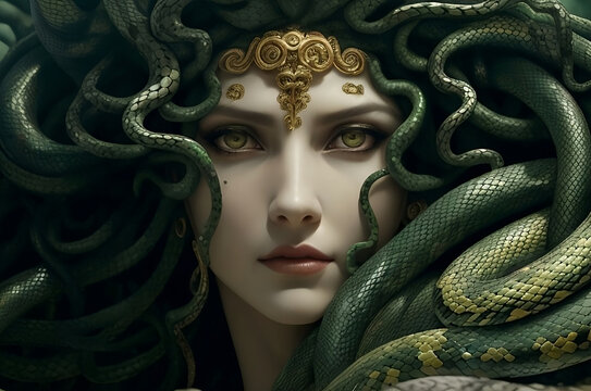 Premium Photo  Euryale goddess. gorgon  from greek mythology. female  monster, protective deity. serpent belt