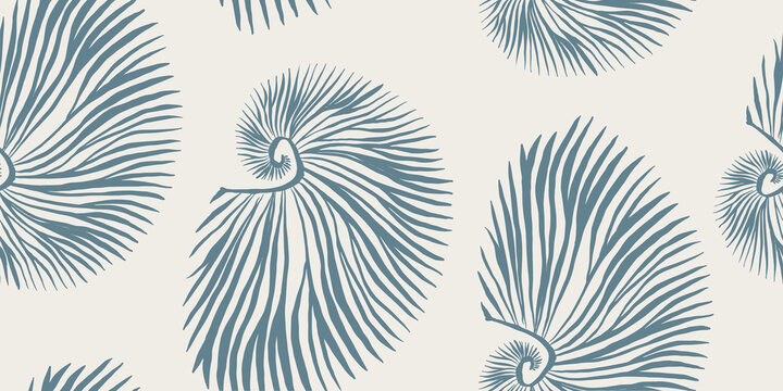 Trendy modern Seashells seamless pattern. Fashion template for design.