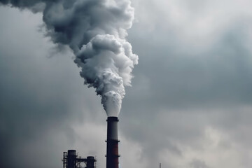 Factory pipe smoke background gray abstract, co2 pollution. AI
