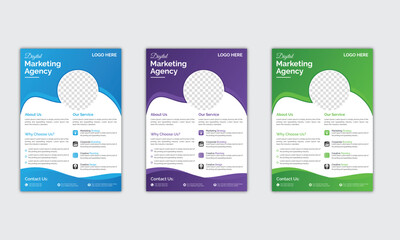 Corporate Business Flyer bundle Template. Premium Vector Business flyer template bundle, flyer set, Professional branding, business brochure flyer design. A bundle of 3 Templates of A4 Flyer Design.