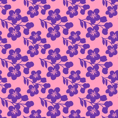 Simple floral seamless pattern. Blue flowers on white background. Print for textiles and wallpaper.	