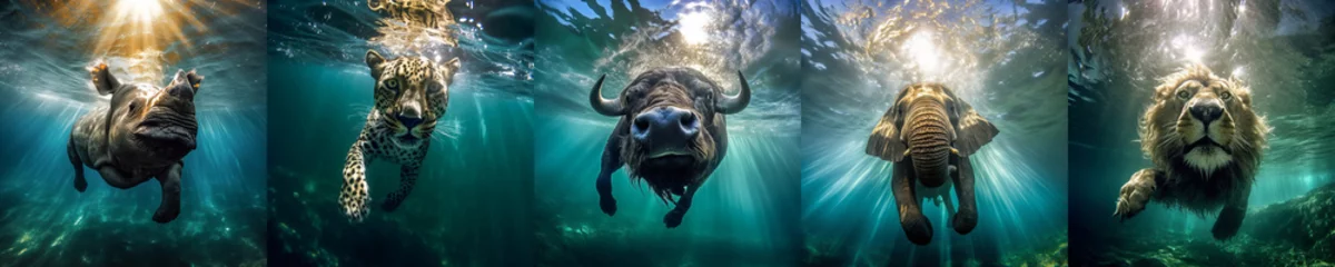 Fotobehang African animals big five underwater swim, © tiero