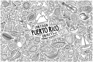 Set of PUERTO RICO traditional symbols and objects
