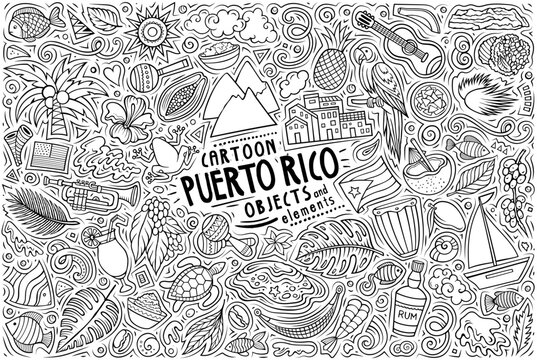 Set of PUERTO RICO traditional symbols and objects