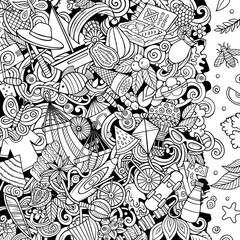 Summer cartoon vector doodles frame.