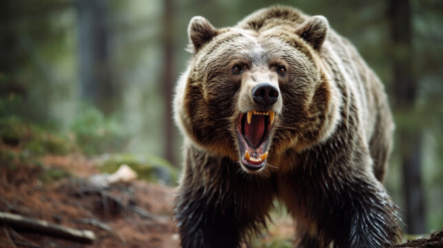 large angry grizzly bear. danger. generative ai