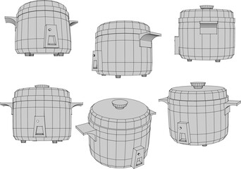 Electronic rice cooker cartoon illustration vector sketch
