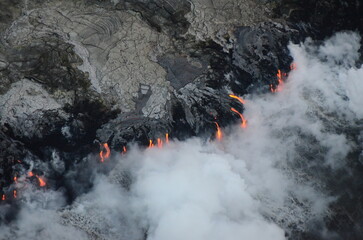 Kilauea Volcano Lava entering into the Ocean