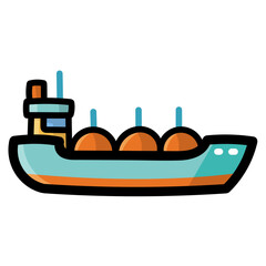 gas ship filled outline icon style