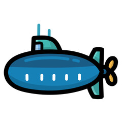 submarine filled outline icon style