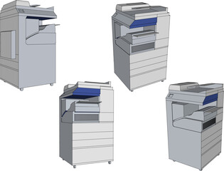 Sketch vector illustration of a large automatic copier