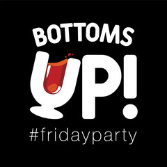 Bottoms up party t-shirt design with splash of wine 