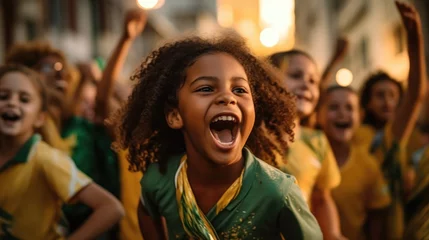Fotobehang Brazilian child celebrating - Illustration created with generative ai © Rieth