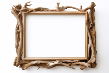 The empty fairy wooden frame on white background with empty space for image