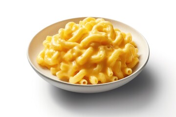 Delicious Plate of Macaroni and Cheese Isolated on a White Background. Generative AI