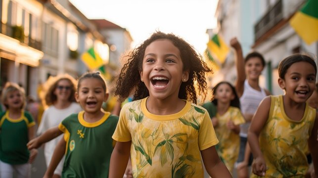 Brazilian Child Celebrating - Illustration Created With Generative Ai