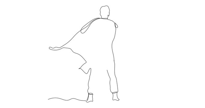 Father and daughter Superhero's costumes continuous line drawing animation. Daddy and his 
daughter line art video. Father's Day concept line art video. High quality 4k footage