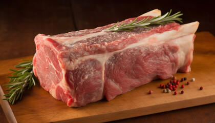 Freshly grilled marbled beef fillet with herb seasoning and garlic generated by AI