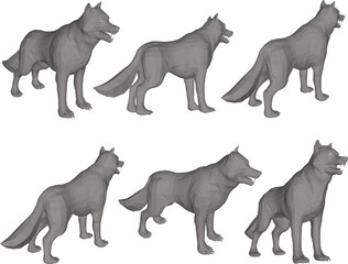 Sketch vector illustration of forest wolf cartoon animal with sharp teeth