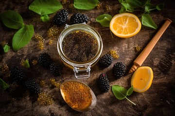 stock photo of caviar flat lay Food Photography AI Generated