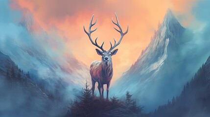 some kind of a deer standing on top of a mountain Generative Ai