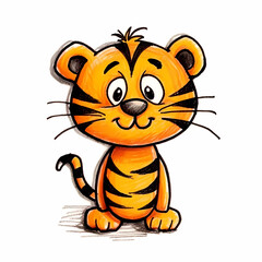 Fototapeta na wymiar Drawing Tiger Cartoon Illustration