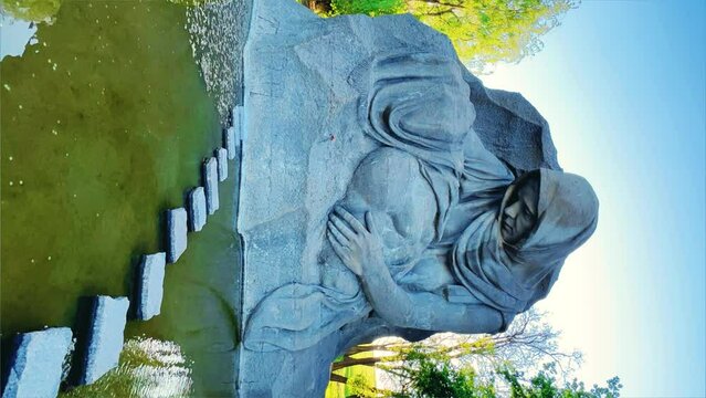 Sculpture "Mother's Sorrow" in Volgograd. An element of the ensemble in front of the monument "Motherland calls!". Russia 2023