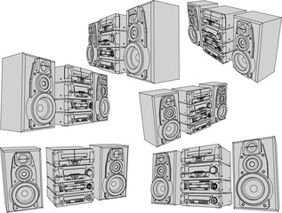 Subwooover sound system cartoon illustration vector sketch