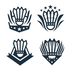 badminton logo set.badminton sports tournament.vector logo black on white background