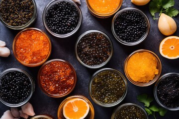 stock photo of caviar flat lay Food Photography AI Generated