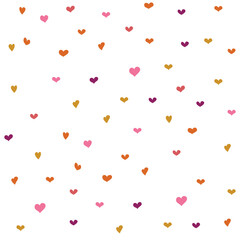 cute hearts of pastel colors Seamless pattern on a white background. Wallpaper for season decoration, wrapping paper, clothing prints. Vector illustration.