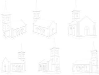 Vector illustration cartoon sketch of holy catholic old church