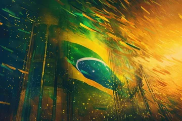 Fotobehang Abstract Brazilian colors background - Illustration created with generative ai © Rieth