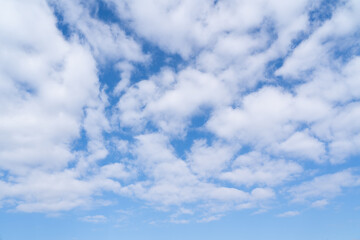 Bright blue sky with white clouds in spring 