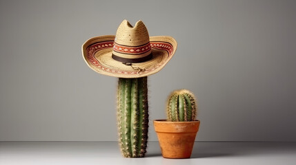 cactus wearing Maxican hat created with Generative AI technology