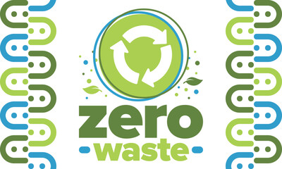 Zero Waste. Ecology poster. Refuse and Reduce. To Reuse and Recycle. Green January for environment. Eco friendly lifestyle. Save the planet. No plastic, only eco bag. Vector illustration