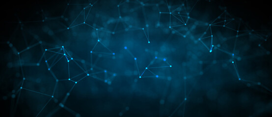 Abstract futuristic - technology with polygonal shapes on dark blue background. Design digital technology concept. 3d illustration.