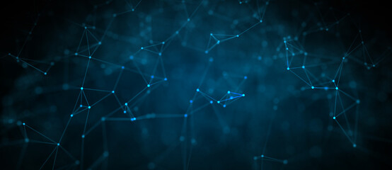 Abstract futuristic - technology with polygonal shapes on dark blue background. Design digital technology concept. 3d illustration.