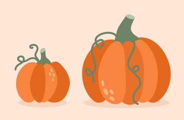 Design element set cute pumpkins in flat style. Vector illustration