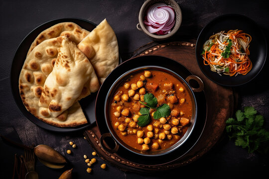 top view Indian Chole bhature