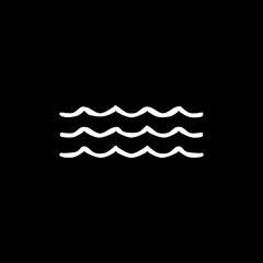 Obraz premium Sea waves line hand drawn icon isolated on black background